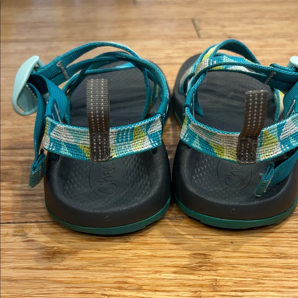 Chaco Kids' ZX/1 EcoTread Sandals Teal, Yellow, White Vacation Vibes Kid’s 4 - Picture 3 of 6